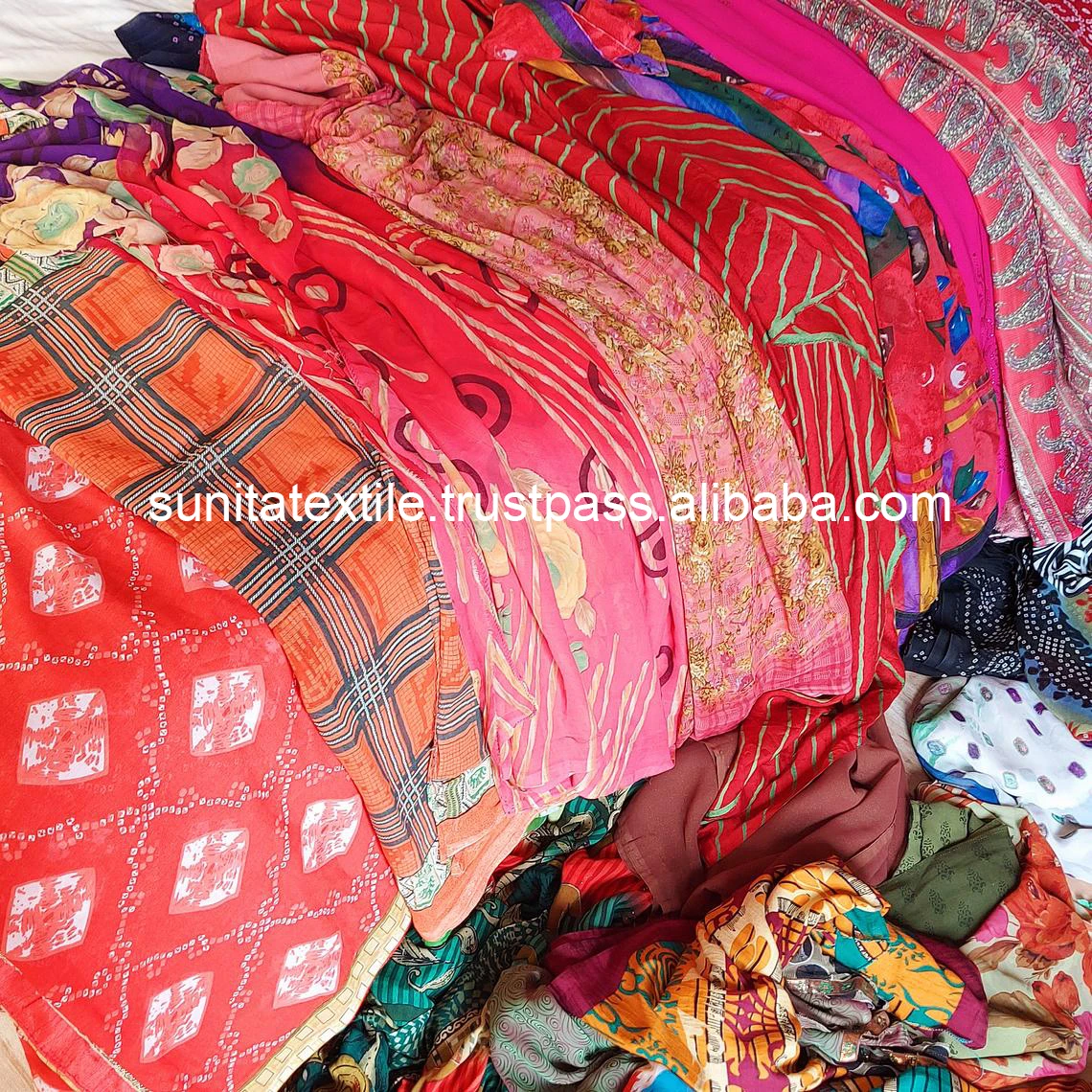  Пижама индийская винтажная традиционная из крепа и шелка 5 ярдов пижама одежда для сна длинное платье ручная работа переработанного крепированного материал сари