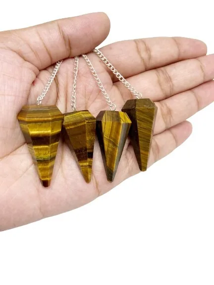 Лидер продаж маятник из драгоценных камней «тигровый глаз» оптовая продажа тигровый глаз красивый с 6 гранями