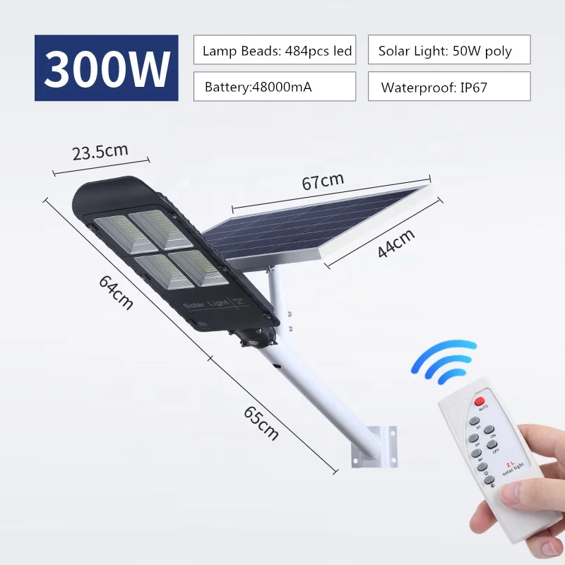  Водонепроницаемый уличный фонарь на солнечной батарее 300 Вт для сада улицы дороги