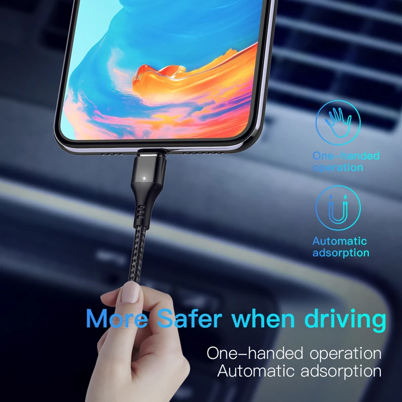 1M 2M 3M Led Light Usb Cable 3 In 1 V8 3A 5V Fast Micro Type C Magnet Charger Magnetic Charging Usb Data Cable For Iphone