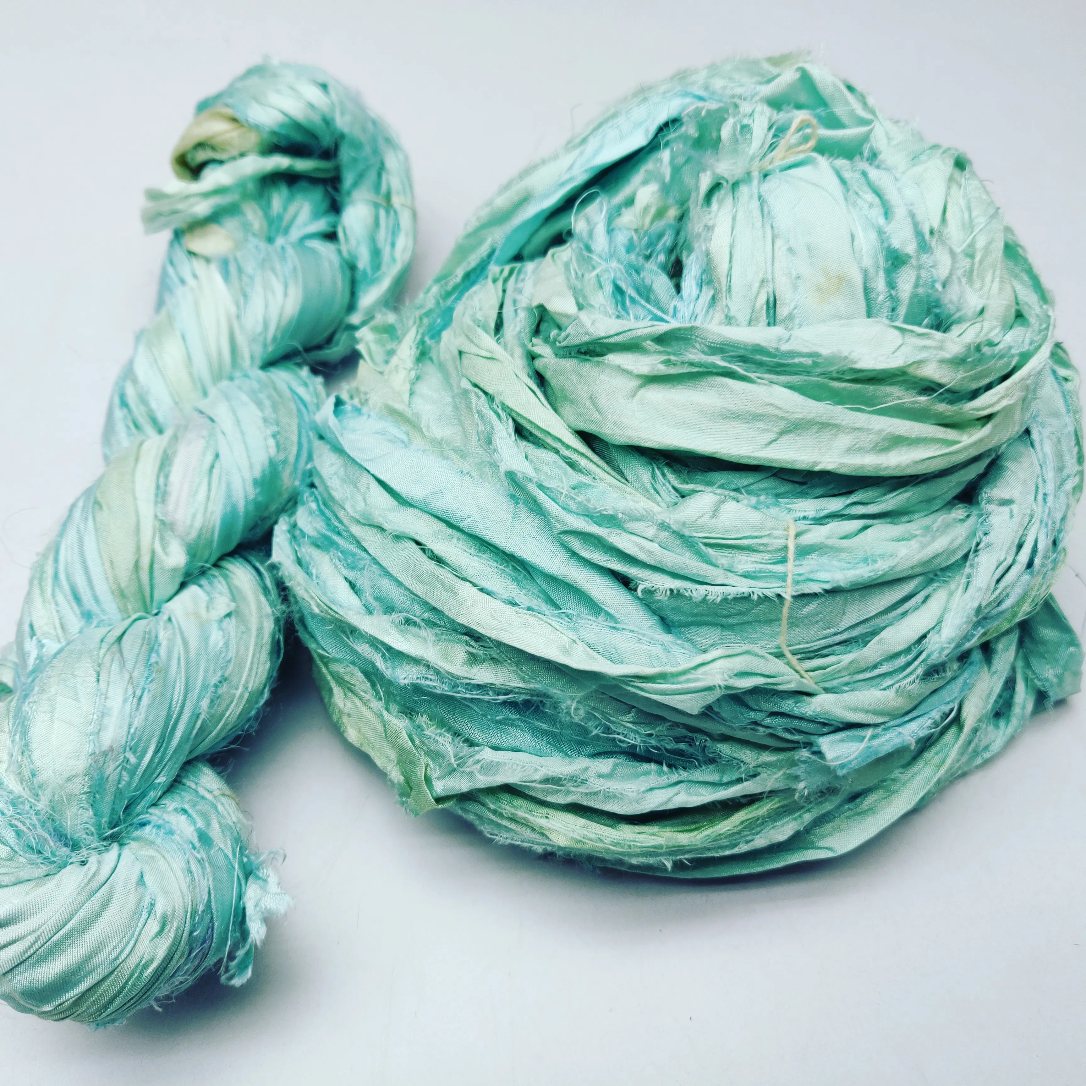 Recycled Sari silk ribbon eco friendly sustainable use for gift wrapping macrame knitting crochet art craft weaving jewellery