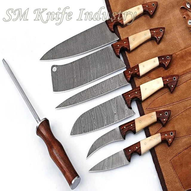 6 штук ручная работа Оригинальный стальной Дамаск кухонный нож шеф-повара набор ножей с измельчения Тесак (Smk2022)