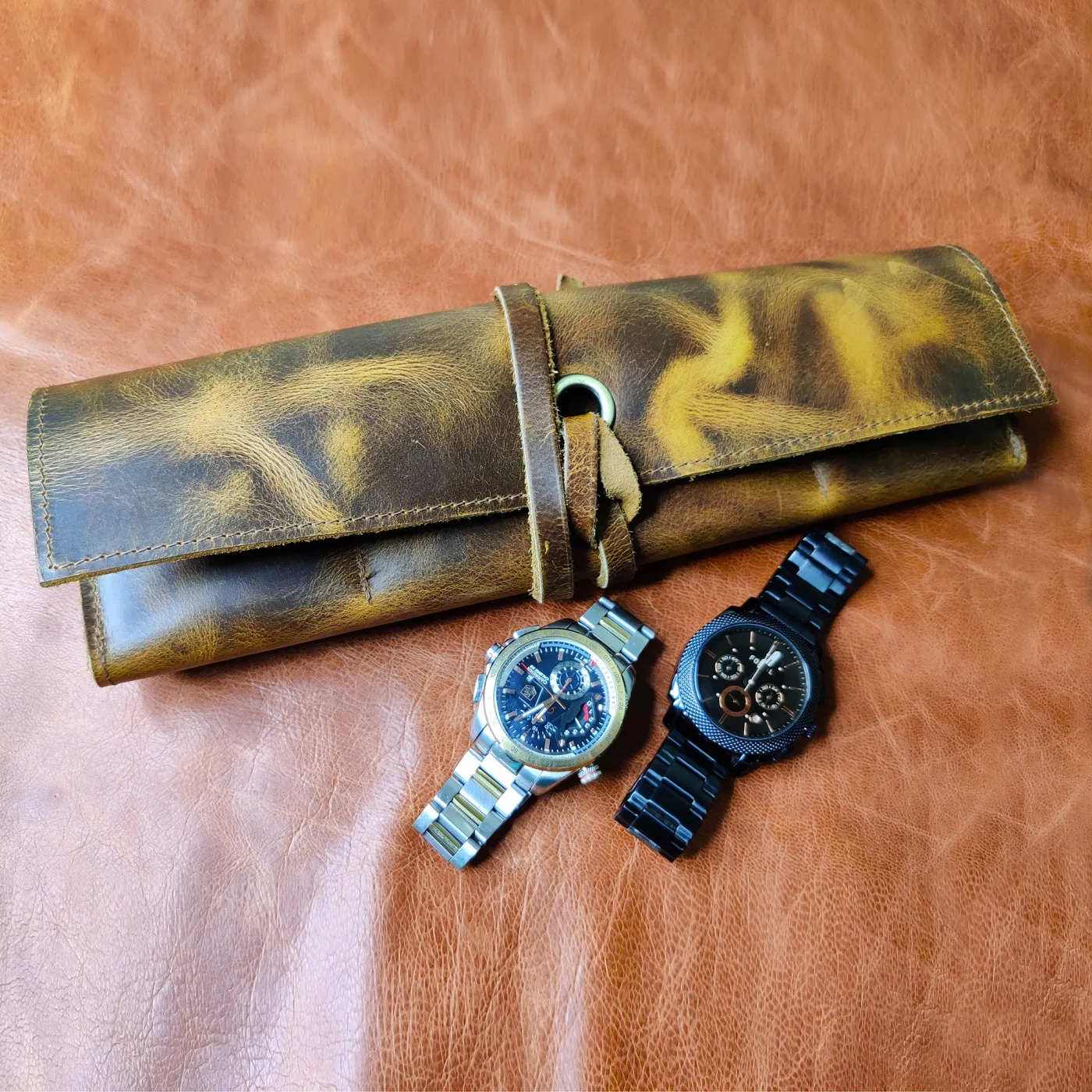 Индивидуальный кожаный чехол для часов с зернистой поверхностью на заказ 4 слота демонстрационный кейс органайзер хранения портативный винтажный держатель семейный