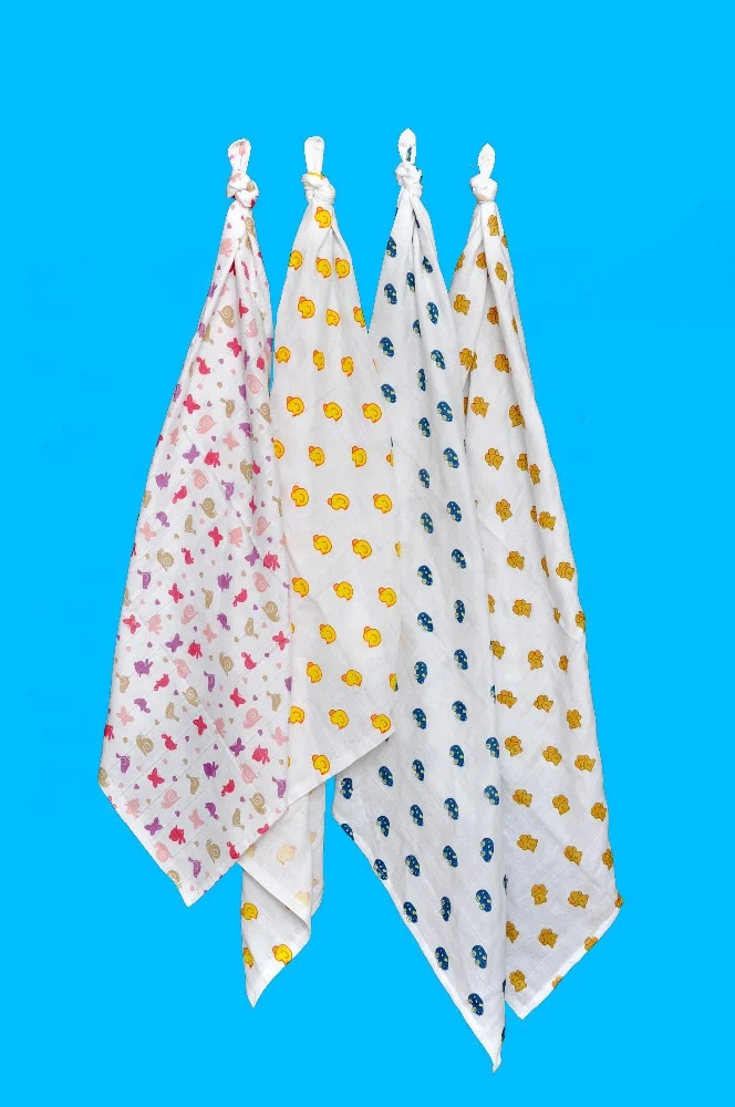 100% Cotton Double Weave Gauze Muslin Baby Diapers (Bleached, Unbleached, Dyed & Printed)