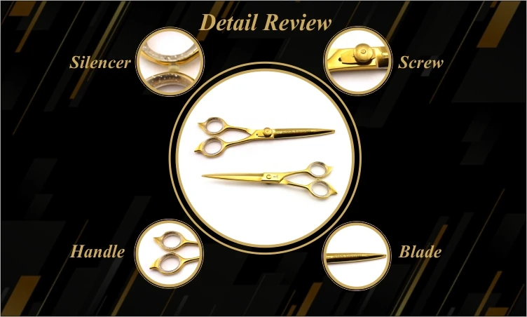 High Quality Barber Barber Scissors in Japanese Steel Gold Finish Sword Design Blade With Cat Design