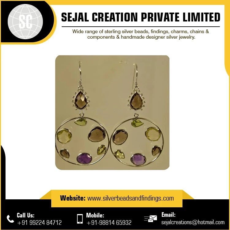 Wholesale 24K Gold Plated 925 Sterling Silver Dubai Jewelry-Fashionable Gemstone Stud Earrings for Women