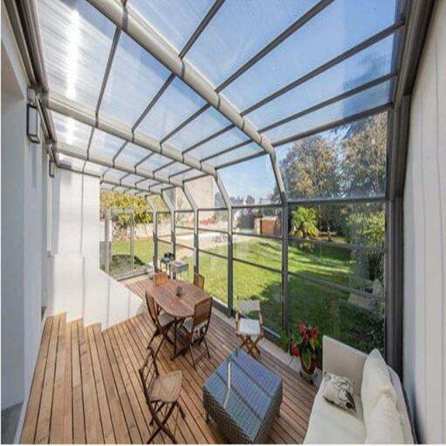 Balcony and Garden House Aluminum Wooden Sunroom outside aluminum sunroom with low-e glass