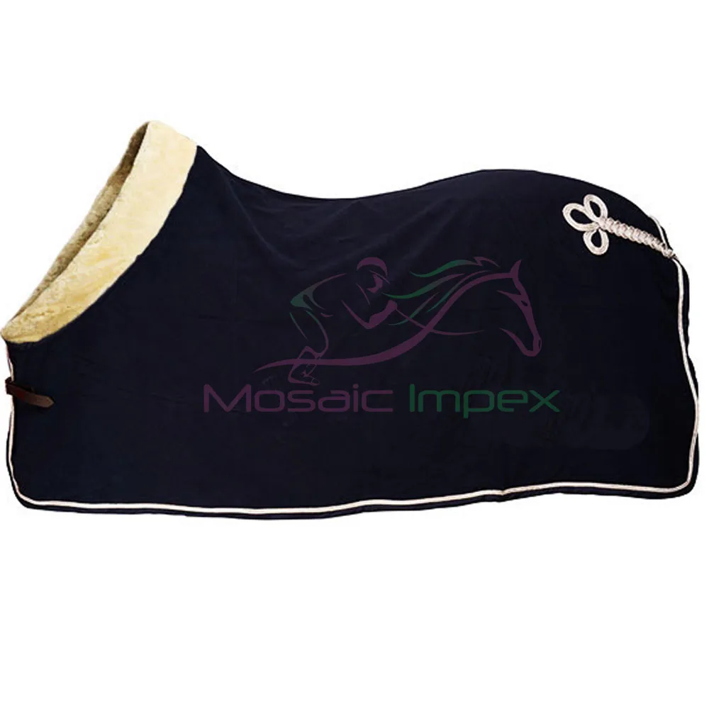 Navy Blue Horse polar Fleece Rug sheep wool collar-Best Quality Winter Turnout Rugs-Horse blanket Equestrian Equipment Warm Rugs