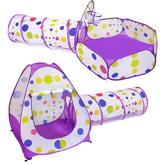 Castle Play Tent Crawl Tunnel Ball Pit with Basketball Hoop play tent for Kids Toddlers Indoor Outdoor
