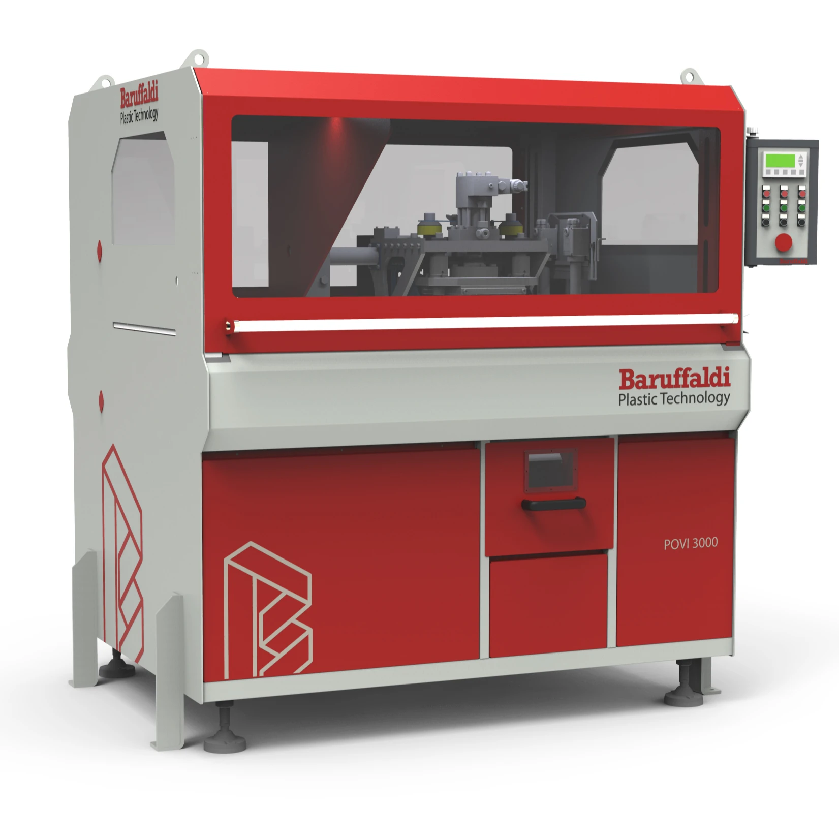 Top-quality Italian In-line Hydraulic Punching Machine type POVI 3000 for the technical plastic profiles industry