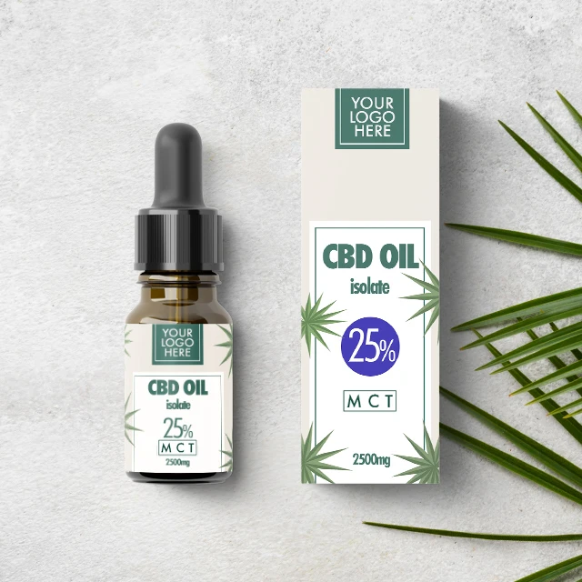  CBD MCT масляные капли изолят 25% - 2500 мг натуральное конопляное масло КБР медицинская добавка OEM Настройка вашего бренда ваш