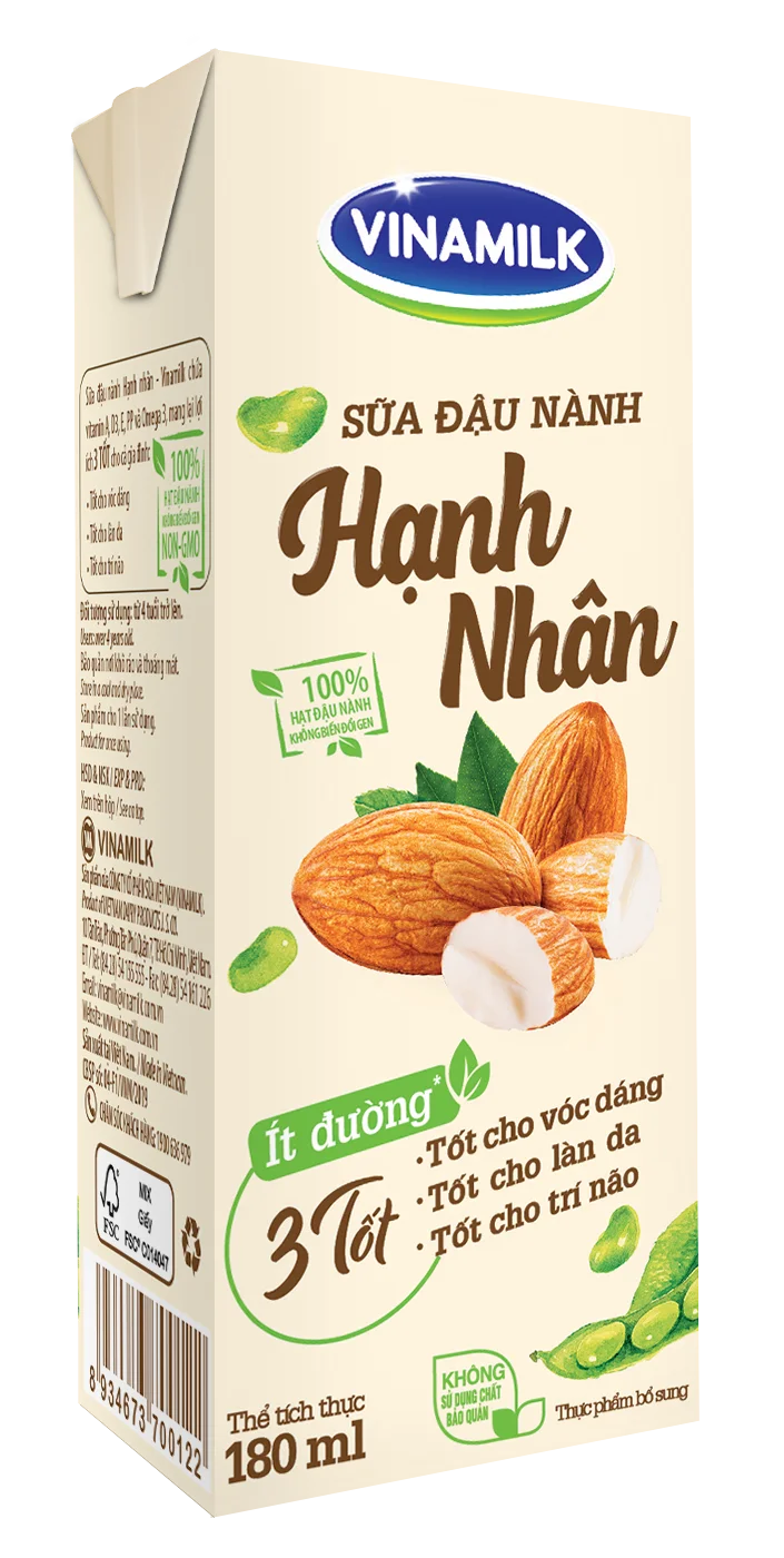 Высококачественное соевое молоко GMP ISO молочный молок Миндальный аромат без сахара 180 мл X 48 коробок светло-желтого цвета мл./Световой крем в