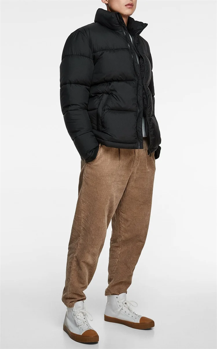 Мужская Черная полиэфирная уличная куртка-пуховик для зимы Пользовательский логотип и этикетка с принтом лучшее качество на заказ