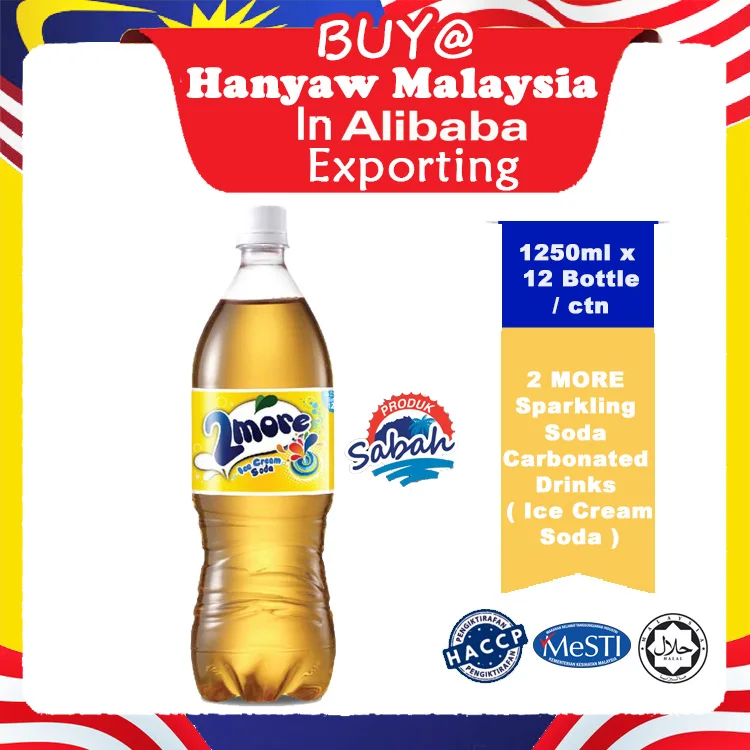 [Malaysia] Fast Shipping + Halal Certified 2 More Sparkling Soda Carbonated Drinks Ice Cream Soda  ( 1250 ml x 12 Bottle / Ctn)