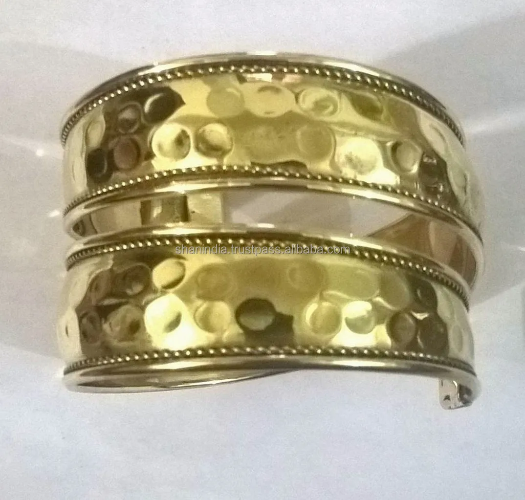 Gold Plated Brass Hammered Handmade partywear Fashion cufflink brass cuffs partywear jewelry