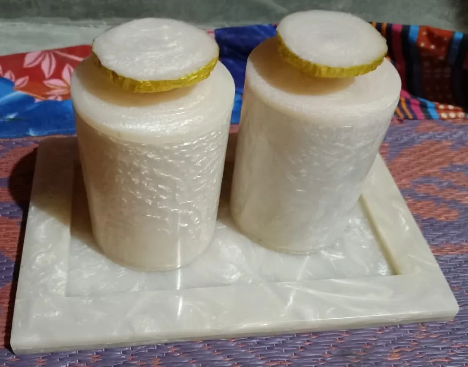 Indian Handmade Resin Jar & Container Three Piece Set For Wholesale Exports