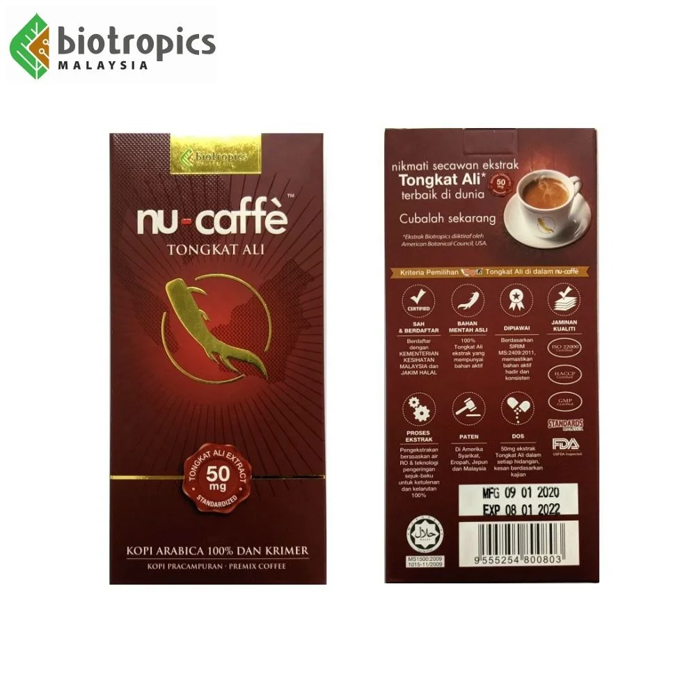 Malaysia Famous Brand Nu-Caffe Red 50mg Tongkat Ali per sachet Daily Consumption Instant TongkatAli Coffee