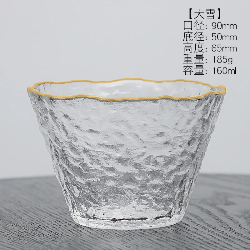 
creative Japanese hammer pattern big snow home Crystal glass small water tea cup 