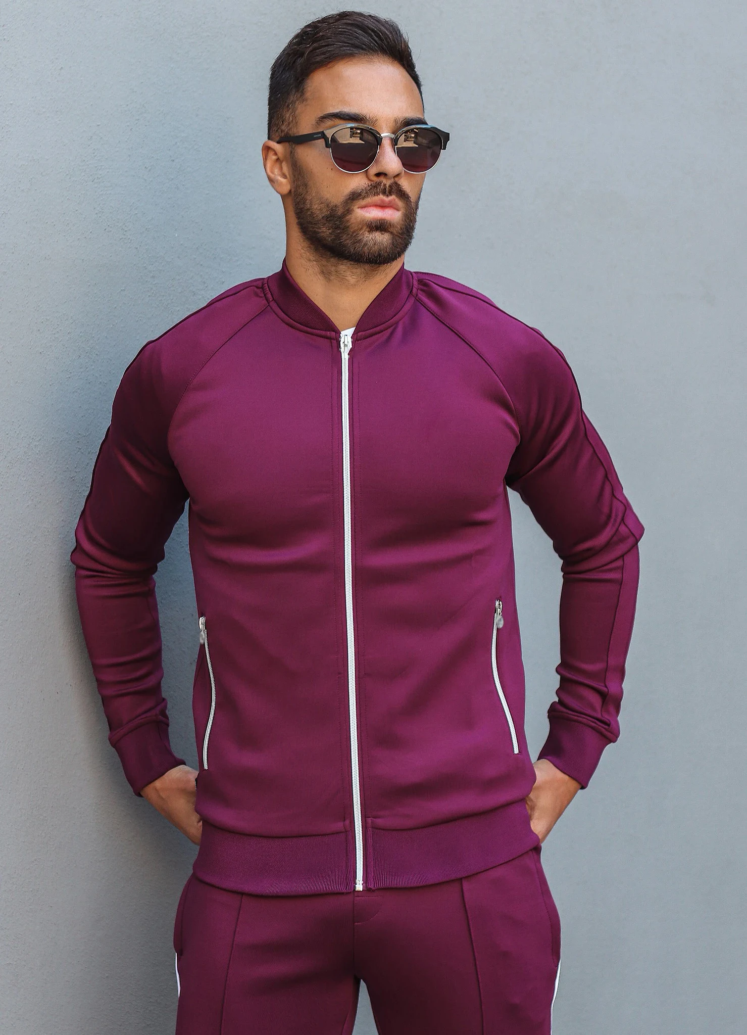 French terry sweat suit slim fit track suits men running sport jump suit custom tracksuit 100%cotton french terry slim fit track