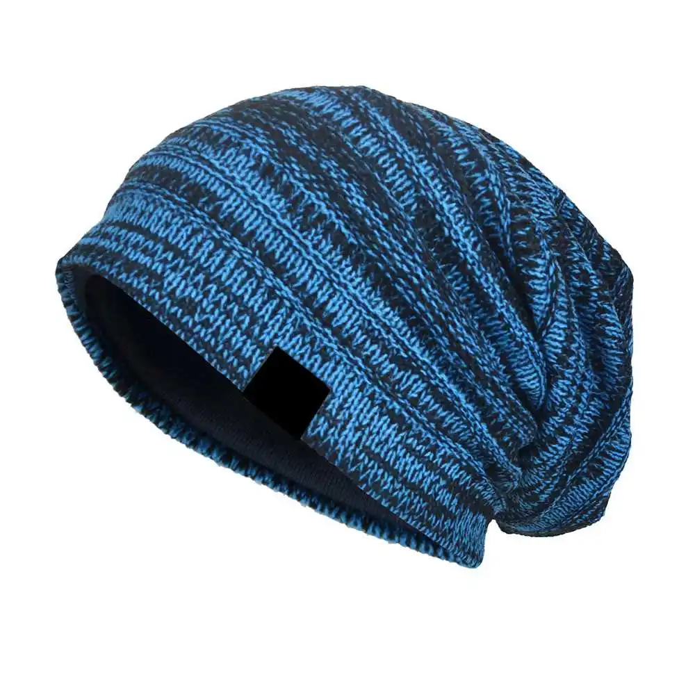 Top Quality Winter Wear Warm Branded Beanie Caps For Men In Blue Color Casual Wear Winter Caps