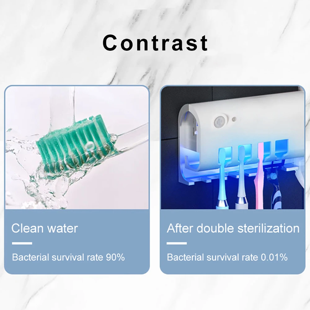 Wall Mounted Automatic Toothpaste Dispenser and Toothbrush Holder for Bathroom Space Saving