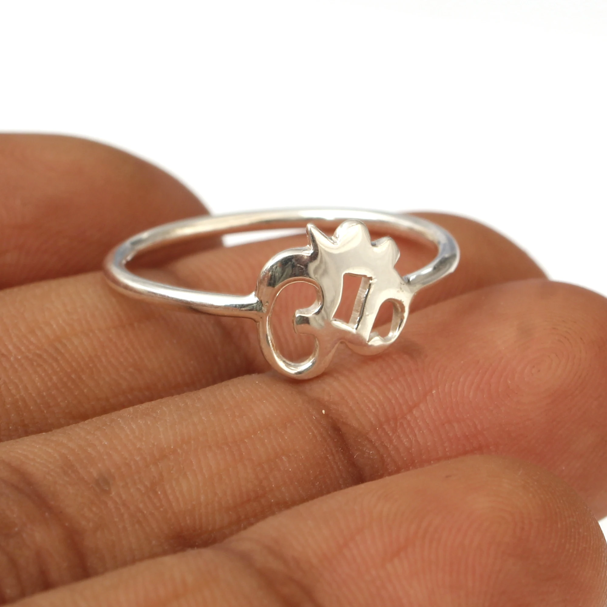 2024 Good Quality 925 Silver Om Design Religious Ring Sterling Eternity Vermeil Lucky Handcrafted Spirituality For Women & Girl