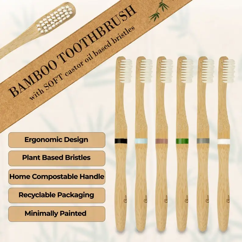 Eco friendly Tooth brush  100% Biodegradable Natural Bamboo Wood Handle Hotel Bamboo Tooth brush