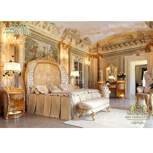 Royal Kingdom Bedroom Furniture Set French Style Villa Bedroom Furniture New Luxurious European Palace Bedroom Set