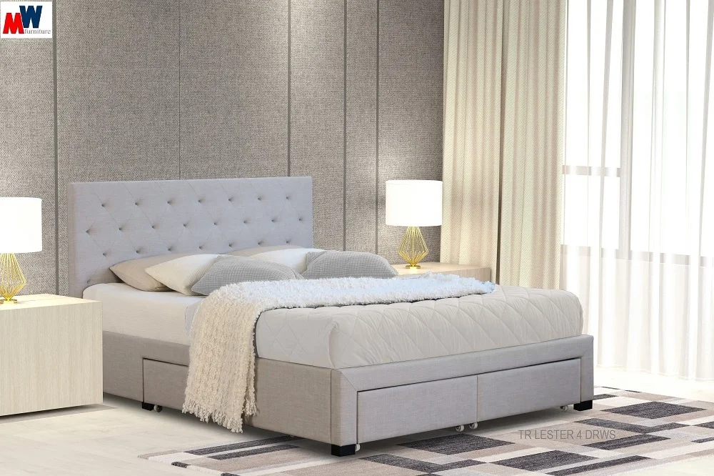 2019 Modern Elegance Design of Lester 4 Drawers King / Queen Beds