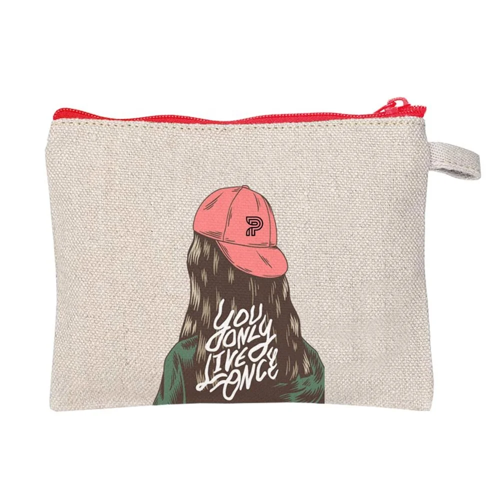 Custom Logo Silk Screen Printed Canvas Cosmetic Bag