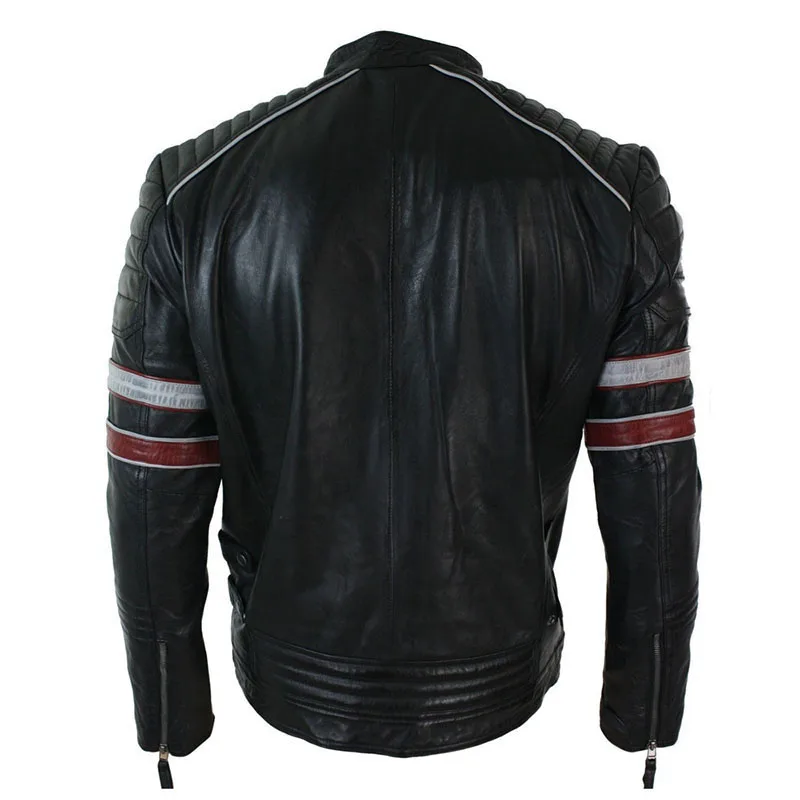 Brown Genuine Leather Jacket Men for Bikers Waxed Cafe Racer Vintage Motorcycle Jackets