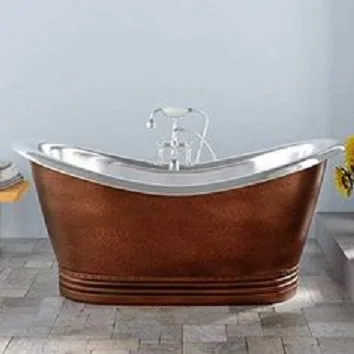 Copper Bathtub Bronze and Black in color combo standard size freestanding for bathrooms decoration Jacuzi  two people Soaking