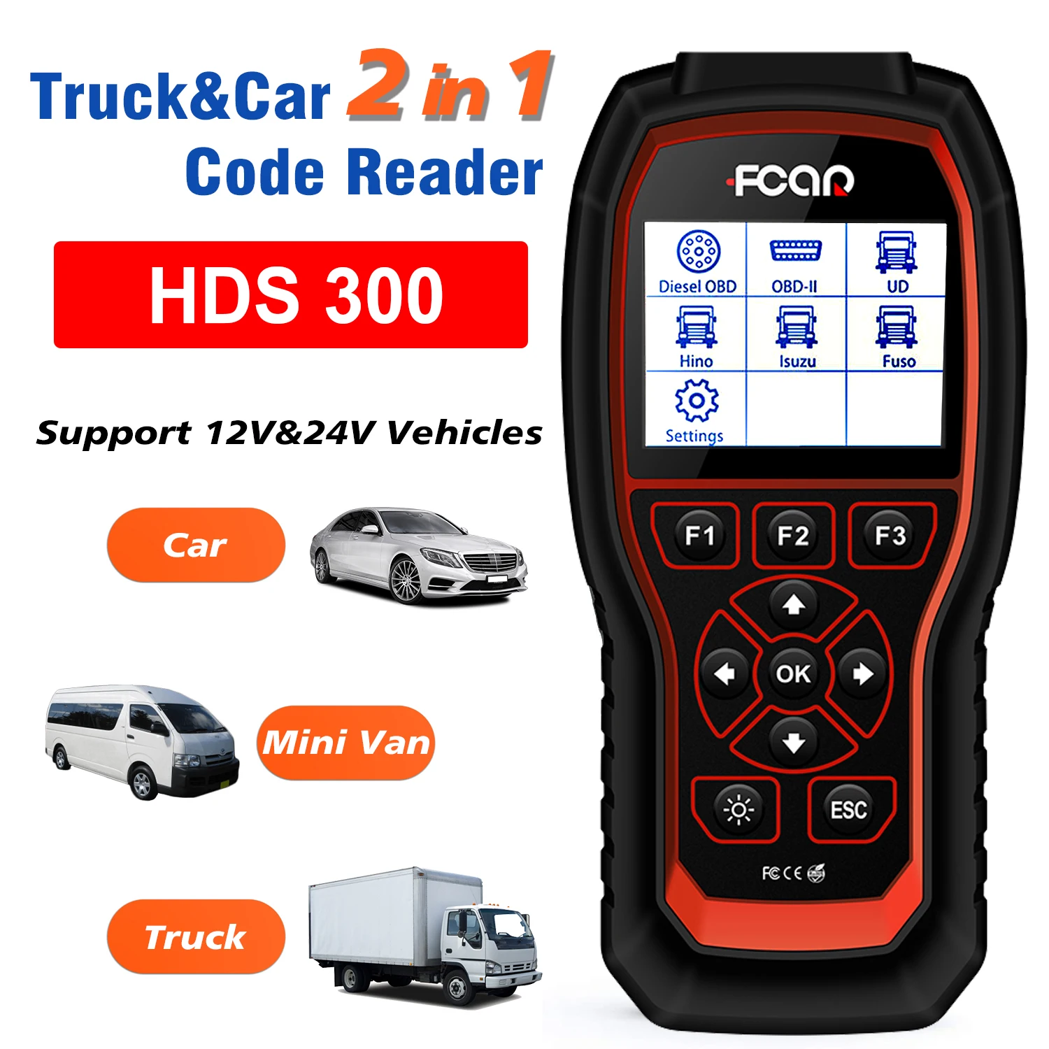  Автомобильный сканер OBDII код redar FCAR HDS 300 для автомобилей автобусов грузовиков дизельных двигателей машин диагностический