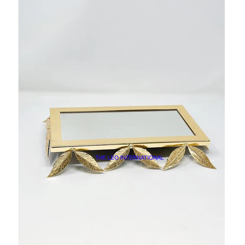 Aluminum metal silver plated rice hammered square shape natural agate stone handle 12X10X1 Inch tableware dinning decoration