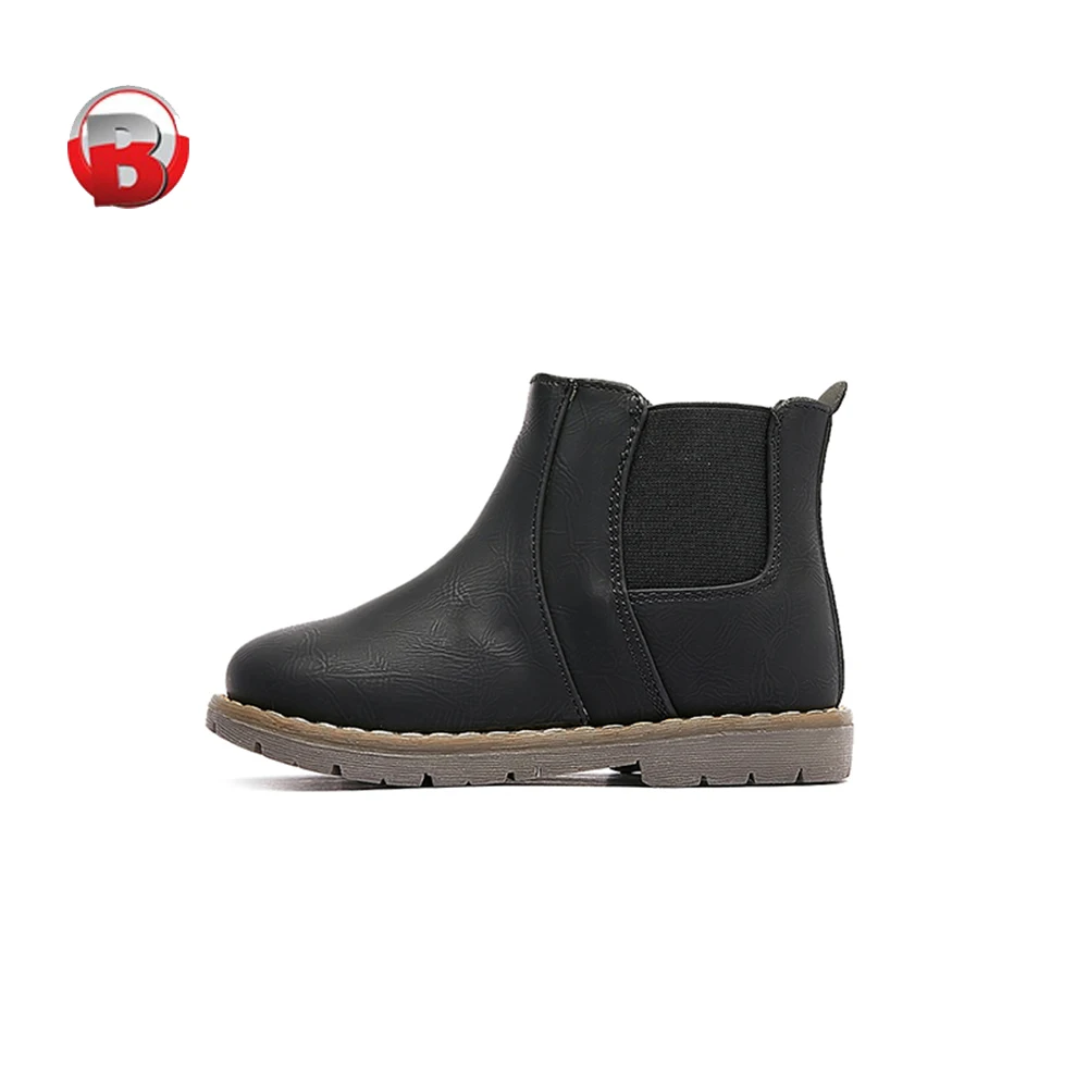 Высококачественные детские черные кожаные ботинки детская зимняя обувь Классические челси с дырками