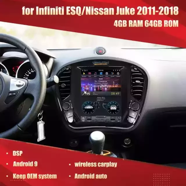 Aucar 10.4 Touch Screen Android 9 GPS Navigation DVD Player Car audio radio stereo For Infiniti ESQ/Nissan Juke 2011-2018