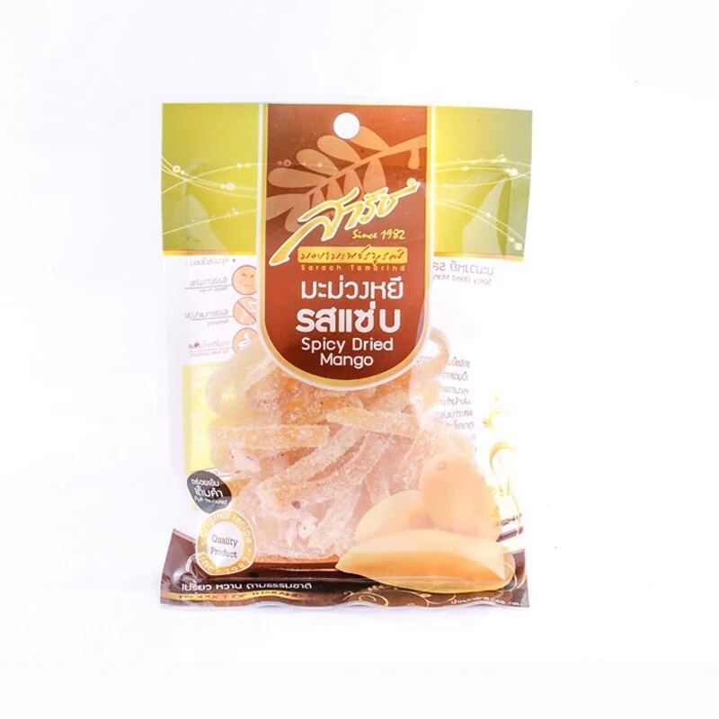 Сушеные фрукты 60 г сушеные манго для закусок пищевые продукты с острым и приятным вкусом желтого натурального цвета из Таиланда