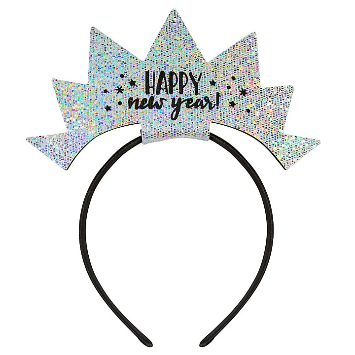 New Years Party Favor Happy New Year Sparkle Crown Headband Tiara for New Years Eve Party Decoration