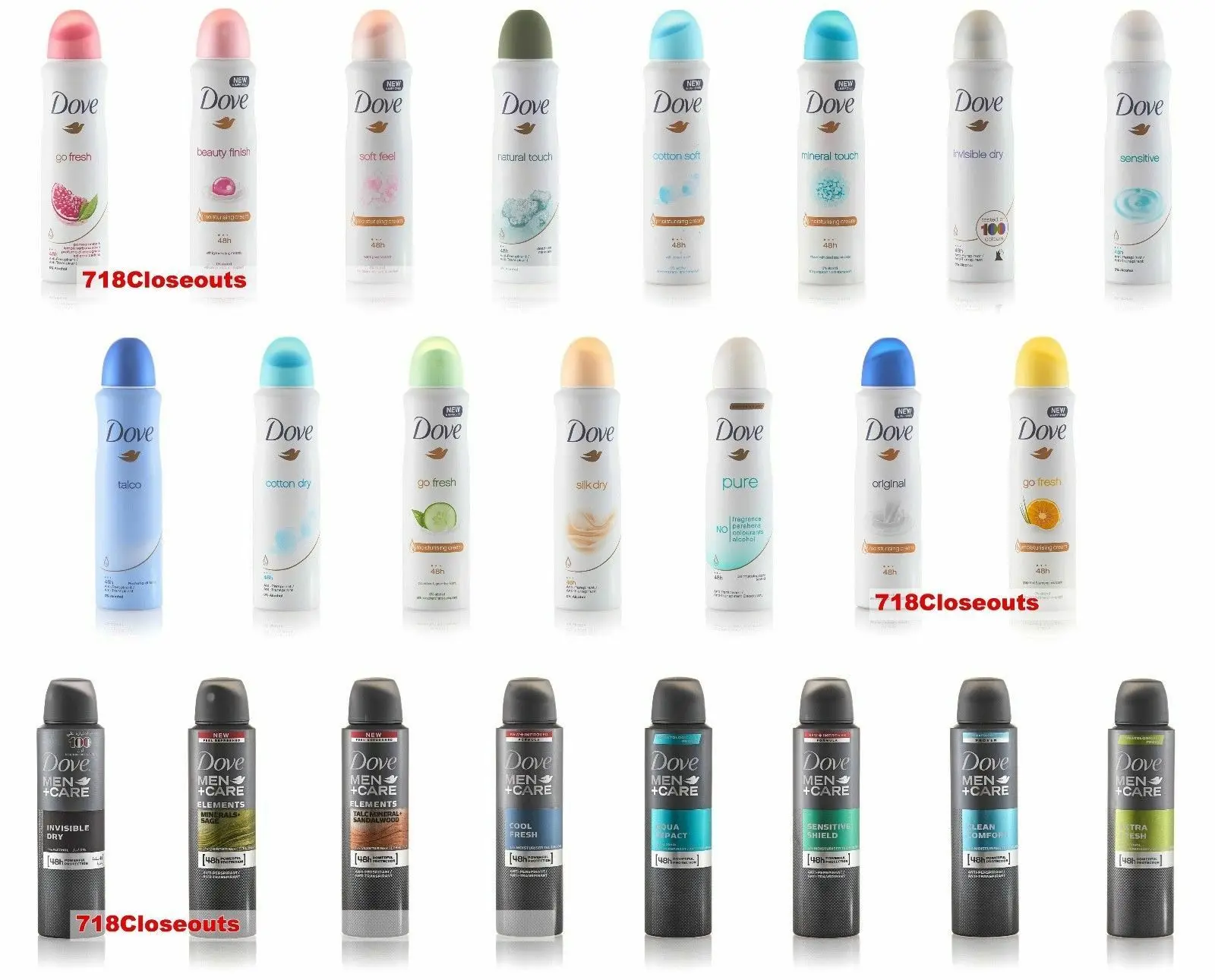 Dove 48HR Antiperspirant Deodorant Body Spray 150ML 5oz Assorted Styles