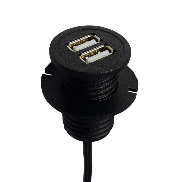 ET-02A New Recessed Round Daul USB Power Outlet Charger for Mobile Phone Charging