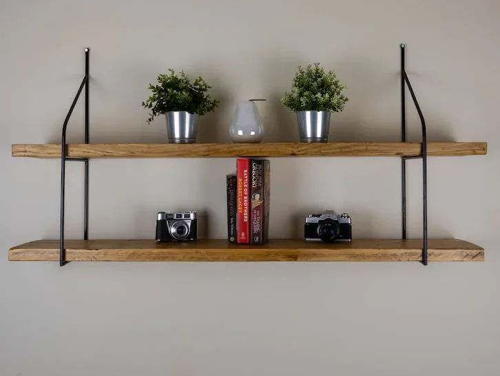 Современная Деревянная настенная полка с черным кронштейном железная гостиная книжная для хранения домашний декор по оптовой цене из Индии