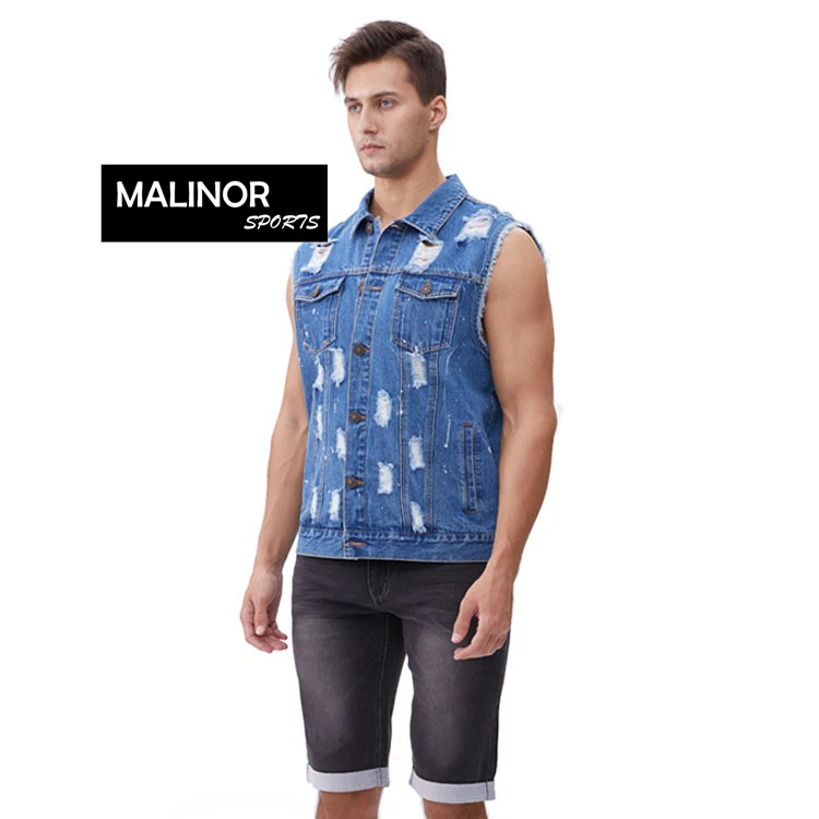 Оптовая продажа мужской джинсовый жилет без рукавов топ дизайнерские мужские жилеты