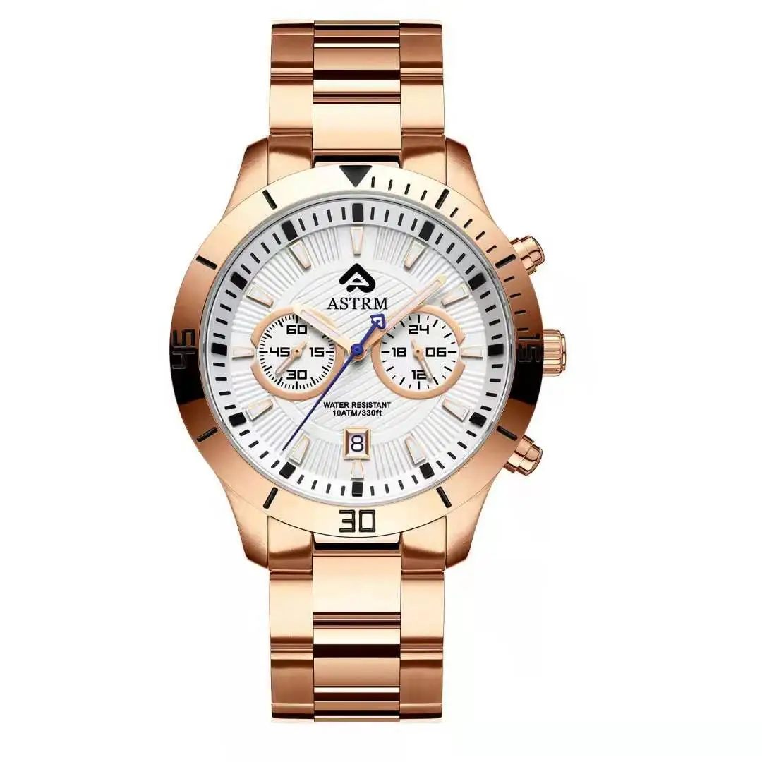 Rose gold Fashion stainless steel watch Japan quartz movement men watches  bracelet  quartz wrist watch swiss luminous hands