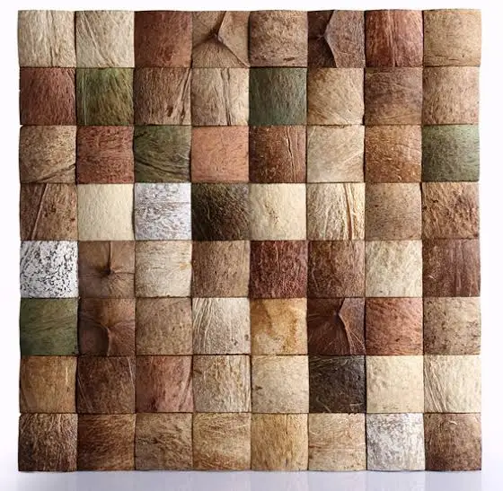 Natural Original Brown Black Decorative Coconut Shield Shell Wall Panel Mosaic Tiles Flooring Cladding