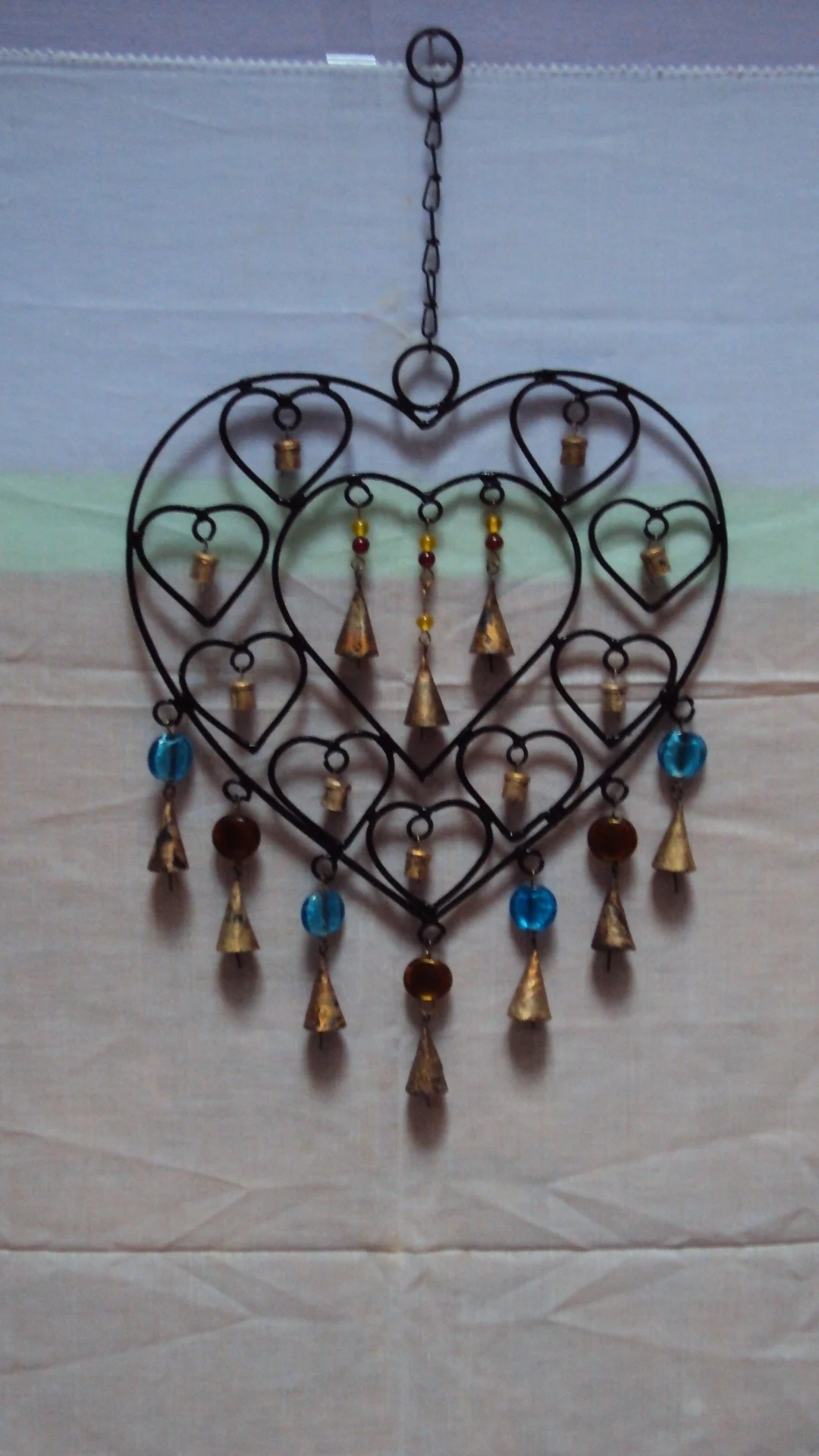 Indian fabric Elephant bell wall hangings in blue color, Traditional Rajasthani bell wall hanging