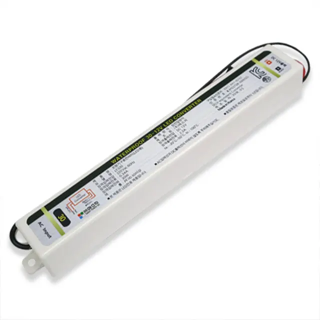 Тонкий и высокоэффективный водонепроницаемый IP67 Светодиодный драйвер SMPS с переключателем режима питания 12 В 30 Вт для светодиодного освещения, Сделано в Корее