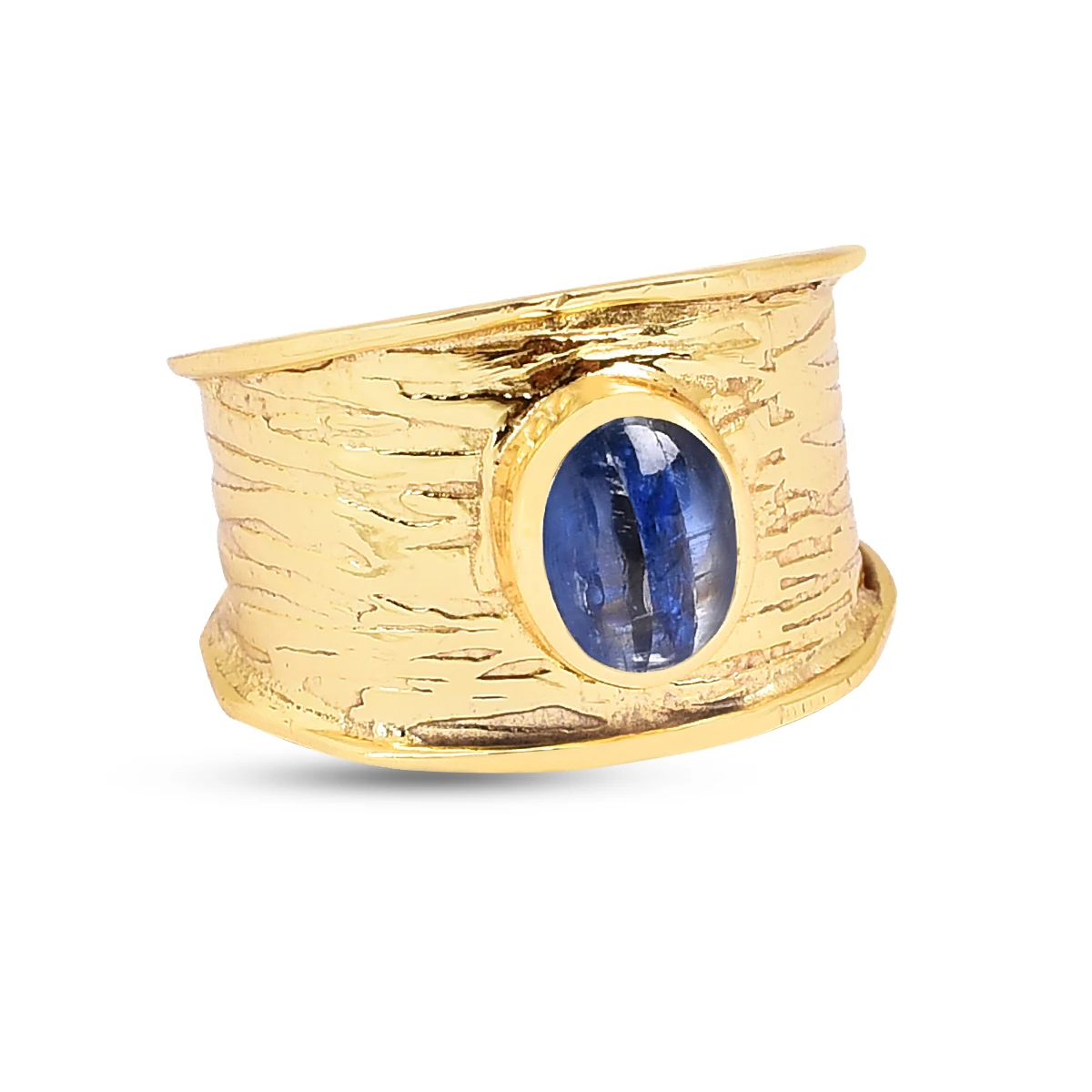 Kyanite gemstone ring 18k gold plated manufacturer handmade band ring low price sterling silver jewelry casa de plata