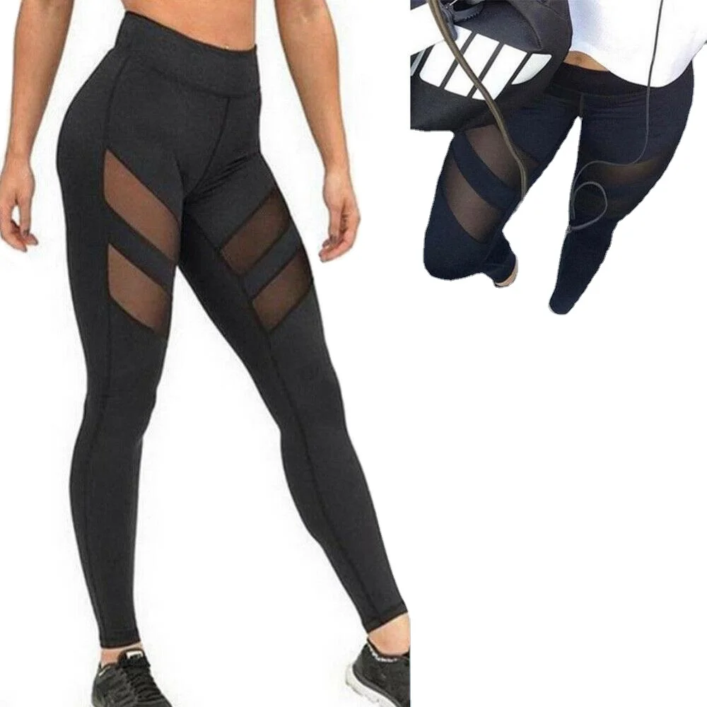 Women Nylon Spandex Compression Sport Fitness Yoga Pants High Waisted Workout Gym Booty Leggings with Pocket OEM Style Packing