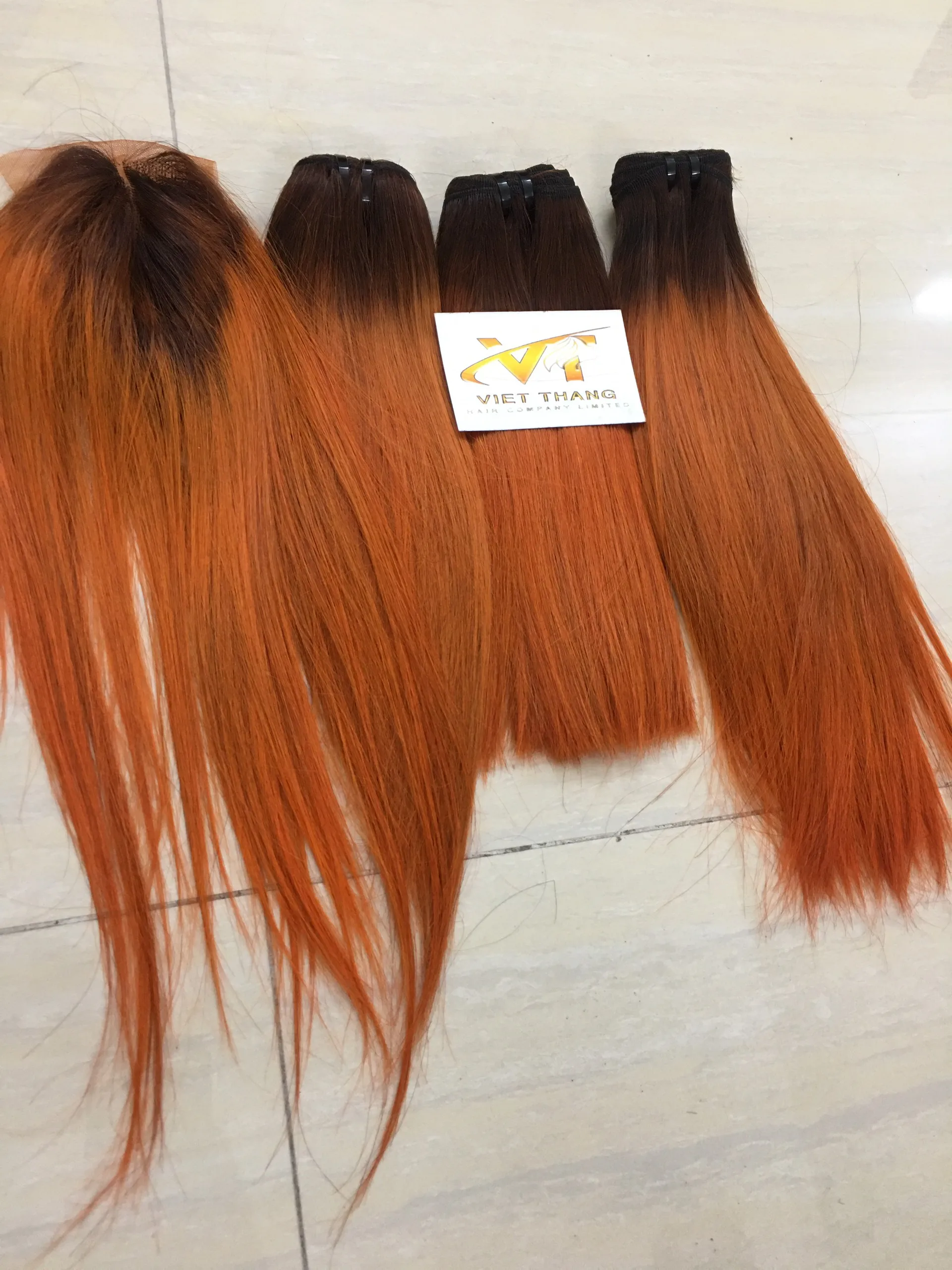 Лучшее качество 100% натуральные волосы из Вьетнама двойные человеческие прямые оранжевого цвета