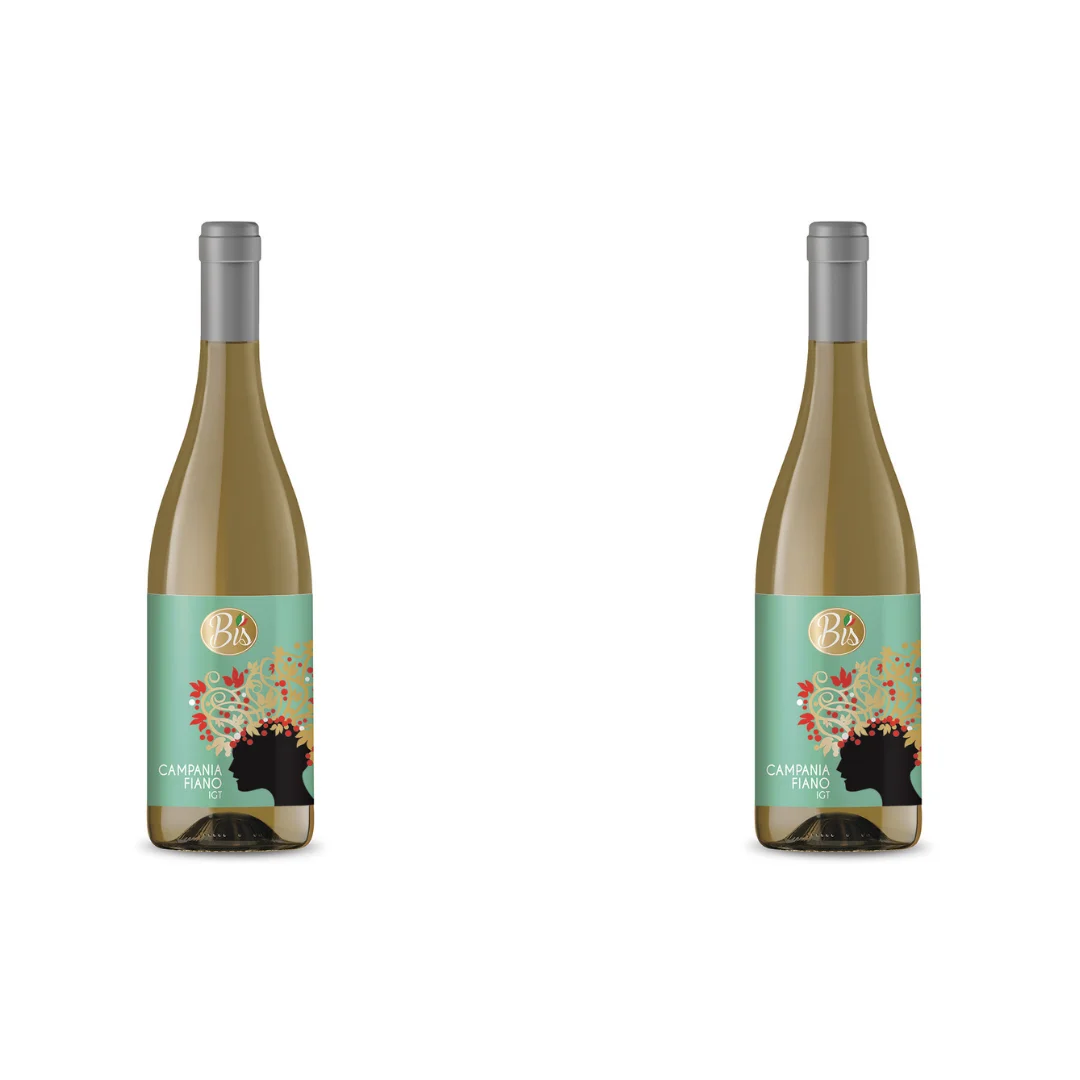 Made in Italy Italian quality white wine Fiano IGT Bis brand for export alcoholic beverage glass bottle 750 ml